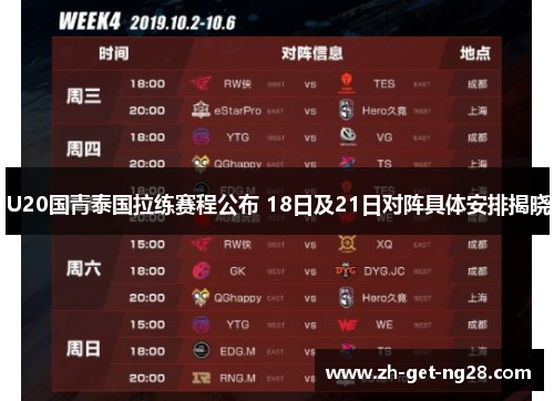 U20国青泰国拉练赛程公布 18日及21日对阵具体安排揭晓